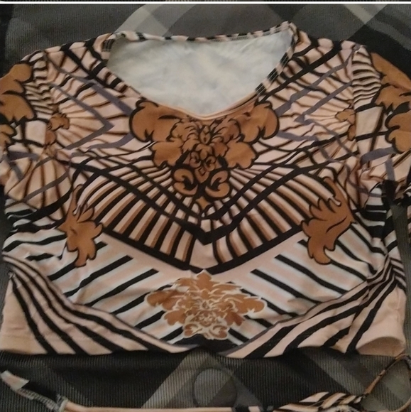 1 BRAND NEW Totem African Print Long Sleeve Tanga Swimsuit - Picture 7 of 8